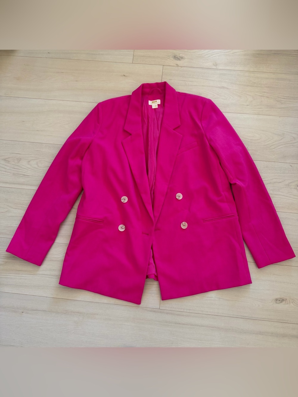 Anthropologie Vibrant Fuchsia Double-Breasted Blazer